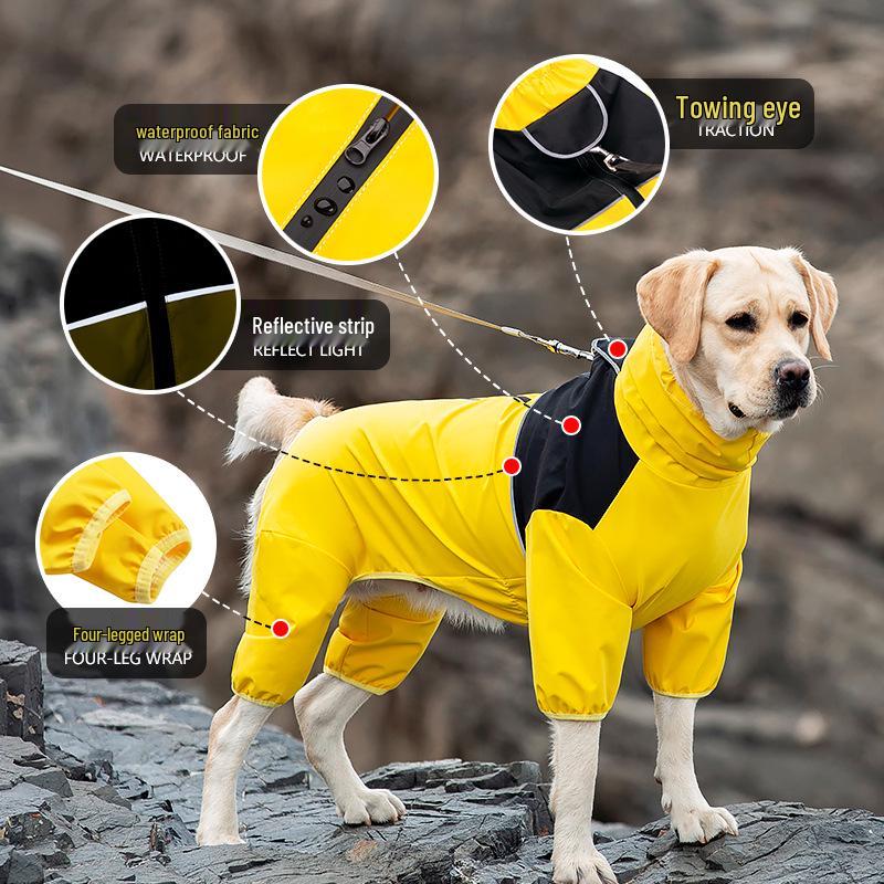 Waterproof & Windproof Full-Coverage Dog Jacket for Medium & Large Breeds