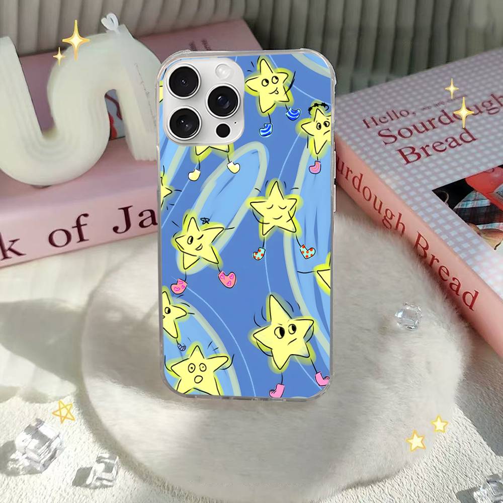 Cartoon Star For IPhone 17 16 15 14 Plus 13 12 11 Pro Max Phone Cover Back Satin Colorful Surface