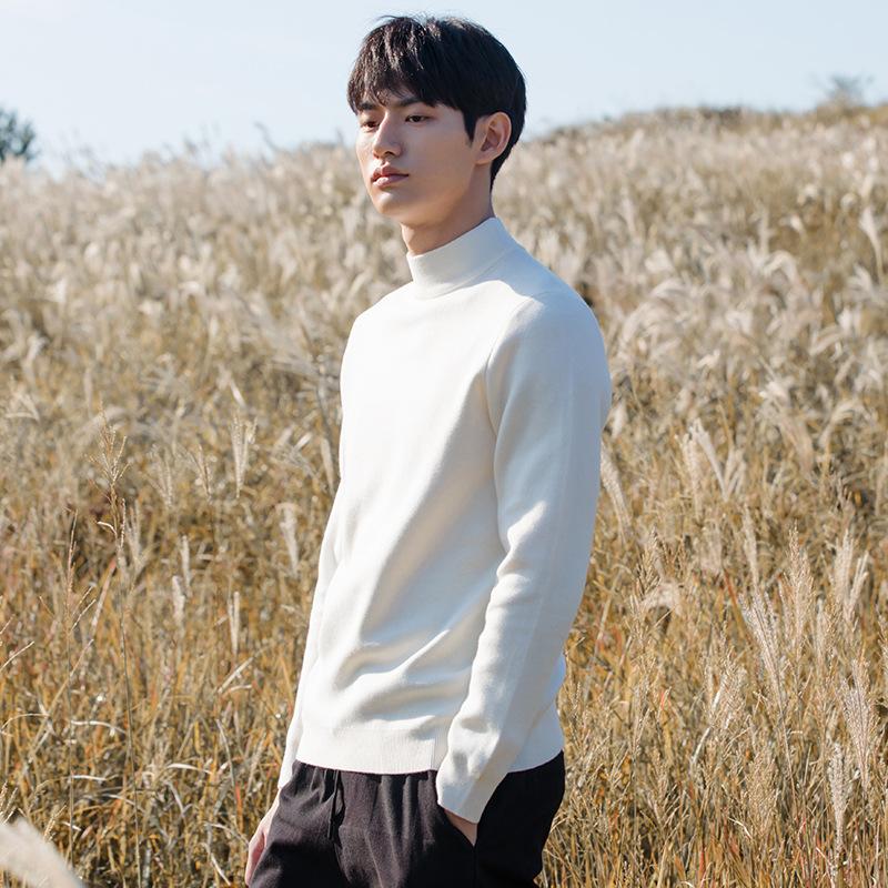 

Чистый и элегантный свитер мужской антипиллинговый высококачественный трикотажный свитер с высоким воротом приталенный свитер с длинным рукавом однотонный трендовый мужской свитер M
