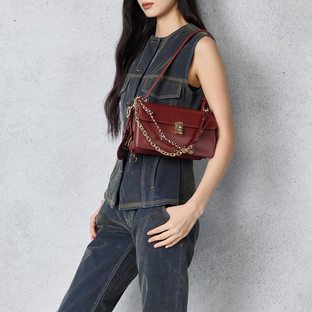 Charles & Keith Small CK 26 Spring Elegant Commuter Knot Chain PU Shoulder Bag Medium Women Bags CK2-20701632