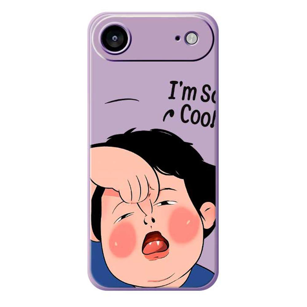 

For iPhone 17 Air Case Make Faces Kid Pattern Printing Straight Edge TPU Phone Back Cover Purple