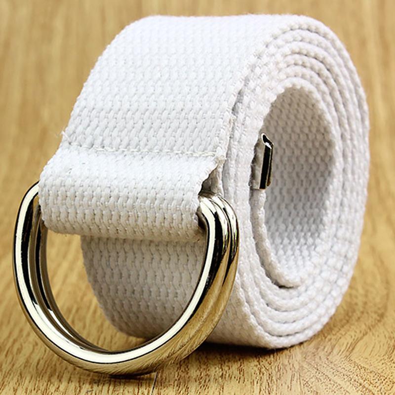 1Pc Nylon/Alloy Casual Solid Color Fashion Double D-ring Buckle Wide Belt Men/Women Jeans