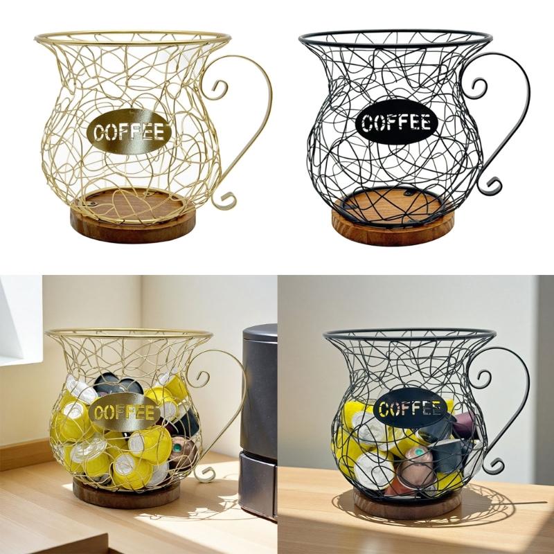 Sturdy Coffee Organizers Basket In Elegant Designs Featuring Opening Portable Accessory for Home or Office Use