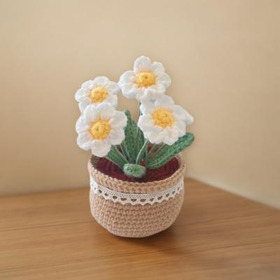 DIY Hand-Knitted Cute Plant with Video Tutorials Artificial Small Potted Plants Hand Woven Knitting Kit for Sew Crafts Lovers
