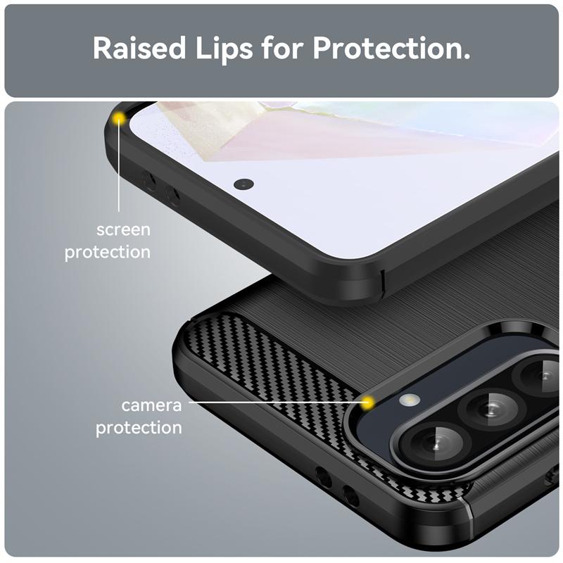 Shockproof Soft Silicone Bumper Brushed Case For Samsung Galaxy A16 A26 A36 A56 5G Coque Carbon Fiber Full Protection Back Cover