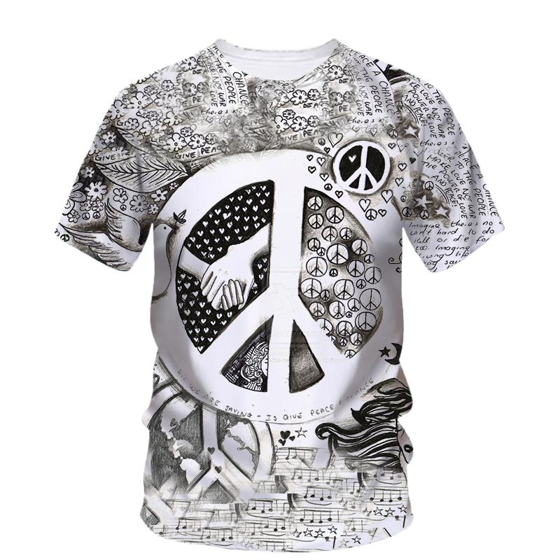 Summer New Fashion Graphic T-shirt Neutral Trend Creative Color Printed Casual Round Neck Short Sleeve T-shirt