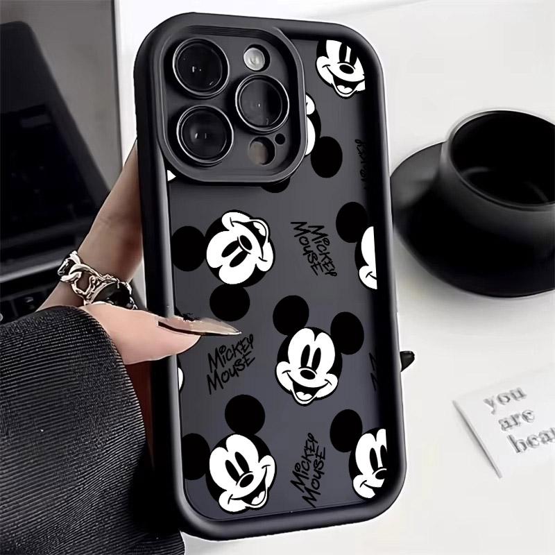 Mickey Mouse Cartoon Black White Phone Case For iPhone 17E 11 12 13 14 15 16 17 Pro Max Fundas 17 Air Plus 16e 13Mini Back Cover