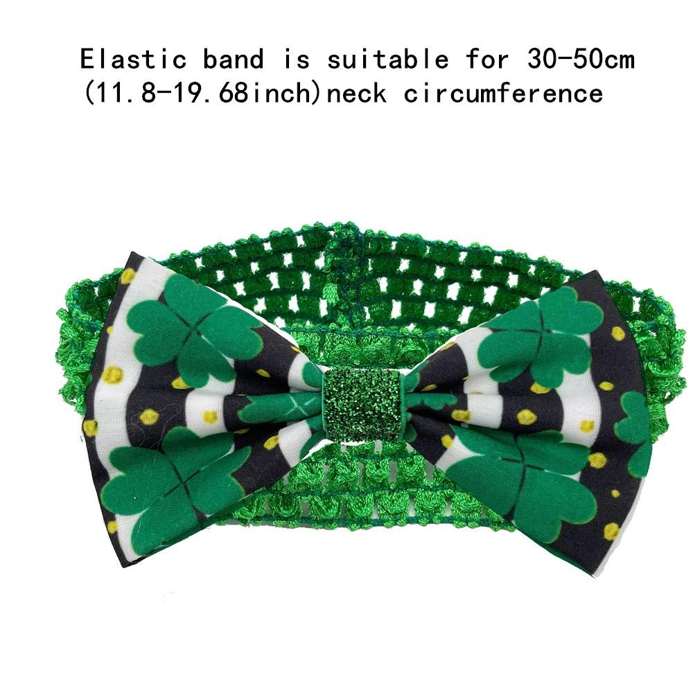30/50pcs ST Patrick's Day Dog Bowties with Elastic Band Green Clover Pattern Small Middle Large Dog Collar Pet Grooming Product