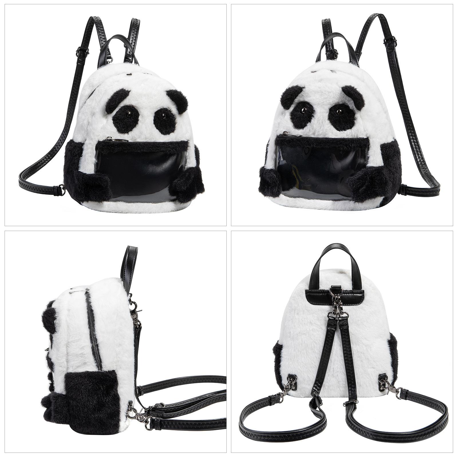 

Adjustable Shoulder Strap Plush Pain Bag Large Capacity Panda Contrasting Backpack Two-Dimensional Animation Peripheral Display Bag