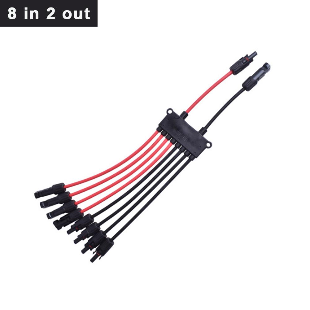 Y Branch Connector for Solar Panels 2 to 4/6/8 Parallel Connection Red Black Cable Photovoltaic System Wiring Accessories