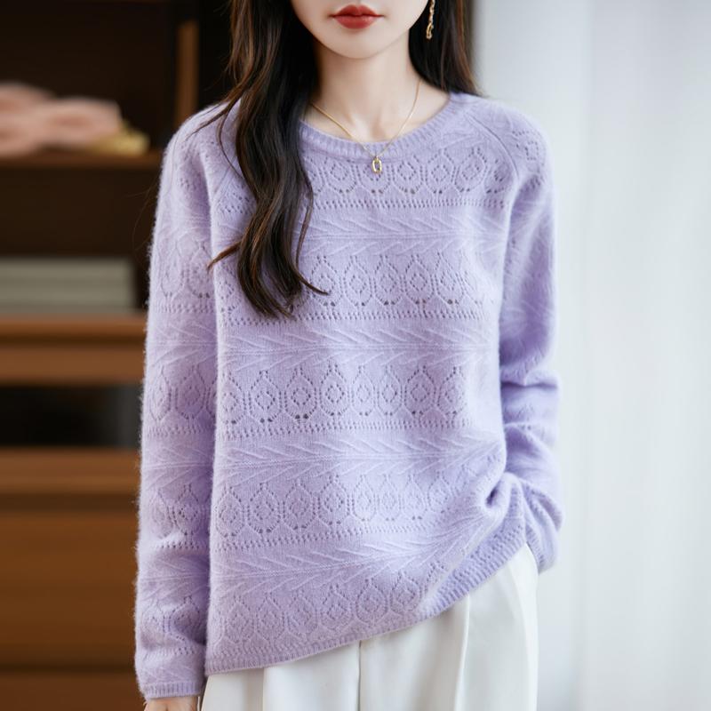 Women's cashmere sweater Qinghe cashmere 30% cashmere 70% wool autumn and winter pullover warm and fashionable