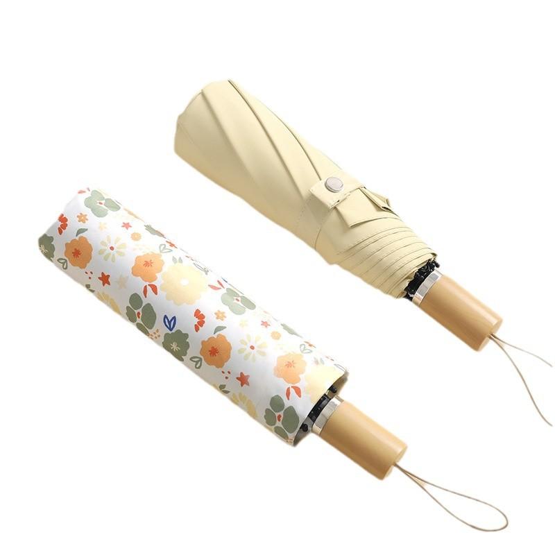 Small Fresh Hand Open Parasol Color Glue Sunscreen UV Protection Sun Umbrella Female High Value Weather and Rain Dual Purpose Folding Umbrella