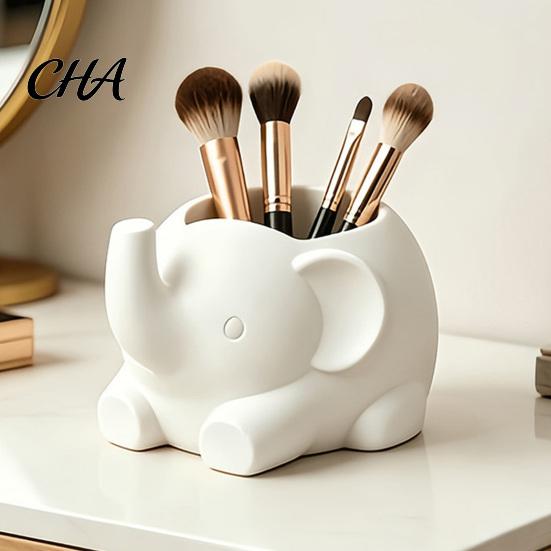 Desktop Storage for Pens 3D Printed Elephant Pen Holder, Minimalist Organizer Office School Supplies, Tidy Makeup Brush Cute Animal Stationery
