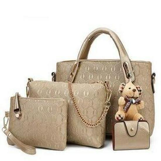 

2024 Women s Casual Tote: Four-Piece Mother-Child Bag Set with Bear Shoulder & Crossbody Options