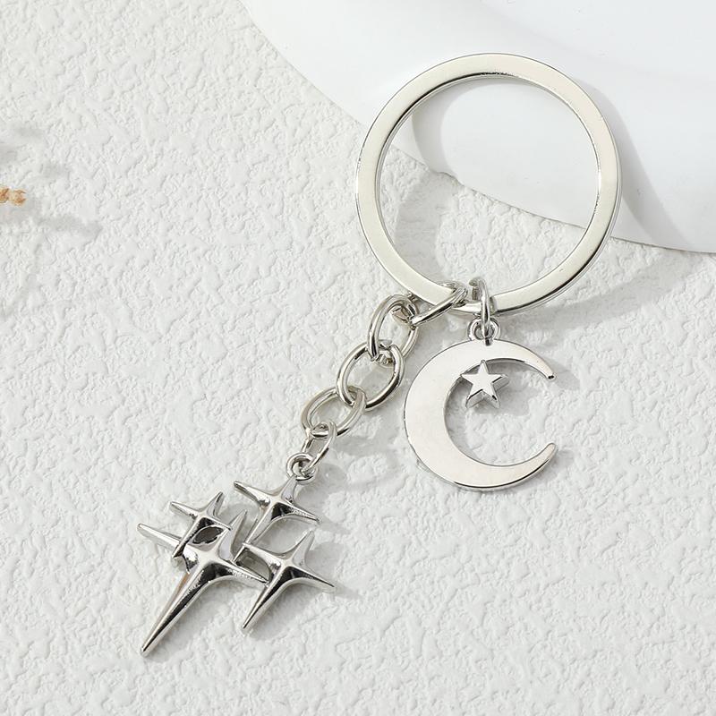 Y2K Keychains Star Moon Key Rings for Women Men Friendship Gift Handbag Decoration