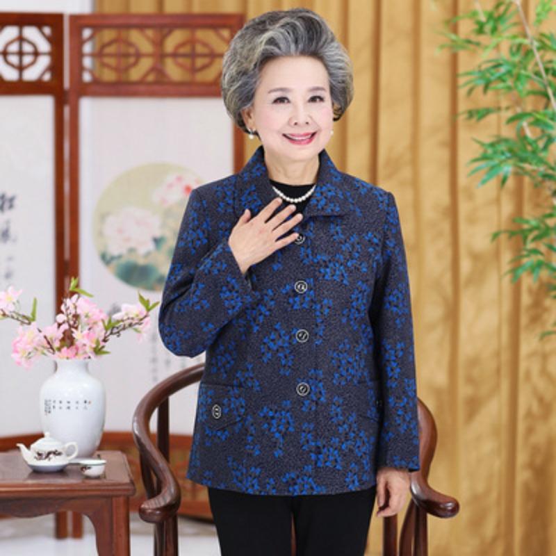 Autumn Women's Top with Lining, Year 0 Thin Coat, Old Lady Lapel Gown