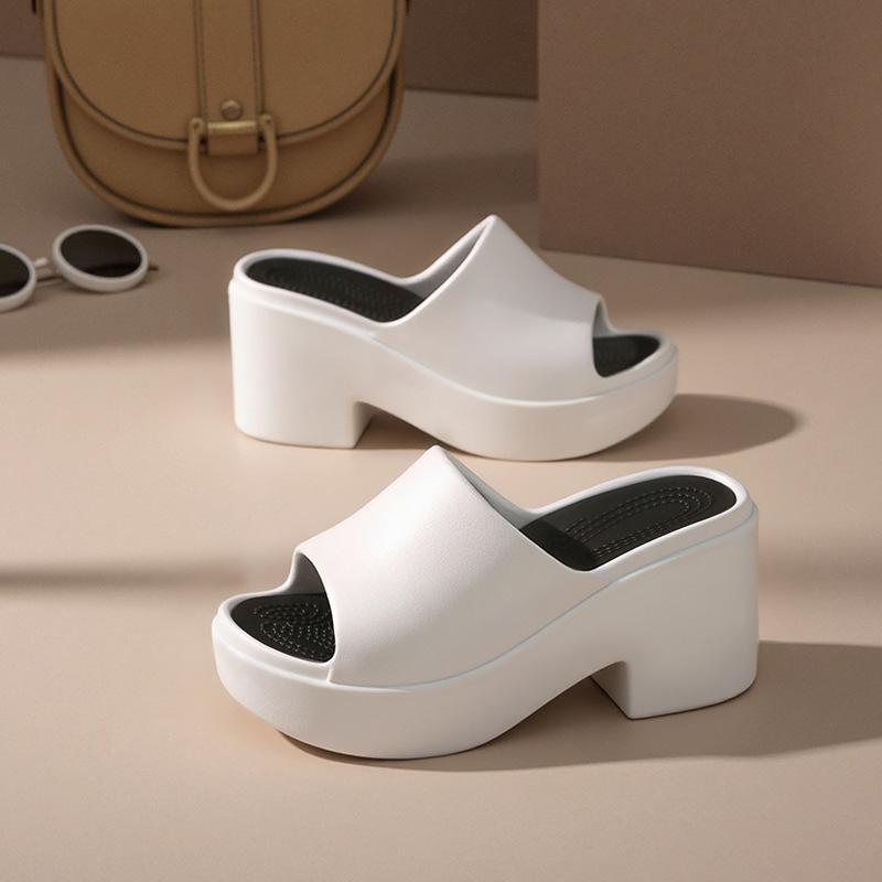 Fashion Fashion Super High Heel Slip On Sandals Women 2025 Summer Eva Chunky Platform Slippers Comfortable Non Slip Outdoor Slides
