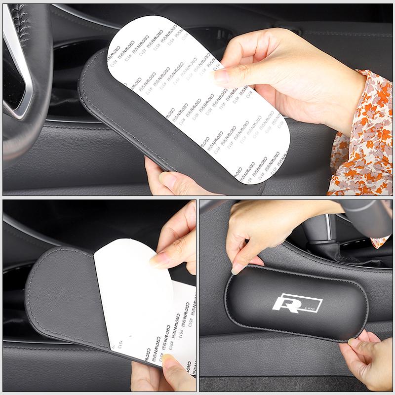 abcd1 Car Knee Leg Protective Pad Foot Armrest Cushion Accessories For VW R LINE Golf 4 6 7 GTI Tiguan Passat B7 CC Jetta MK5 MK6 Polo