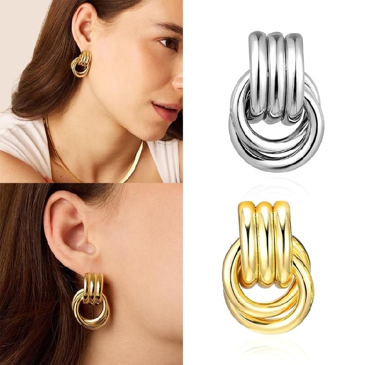 Boucles d'oreilles Clous Modernes Clous d'oreilles Multifonctionnels Texture Cuivre Bijoux pour le Bureau Adaptés aux Femmes à la Mode Cadeau