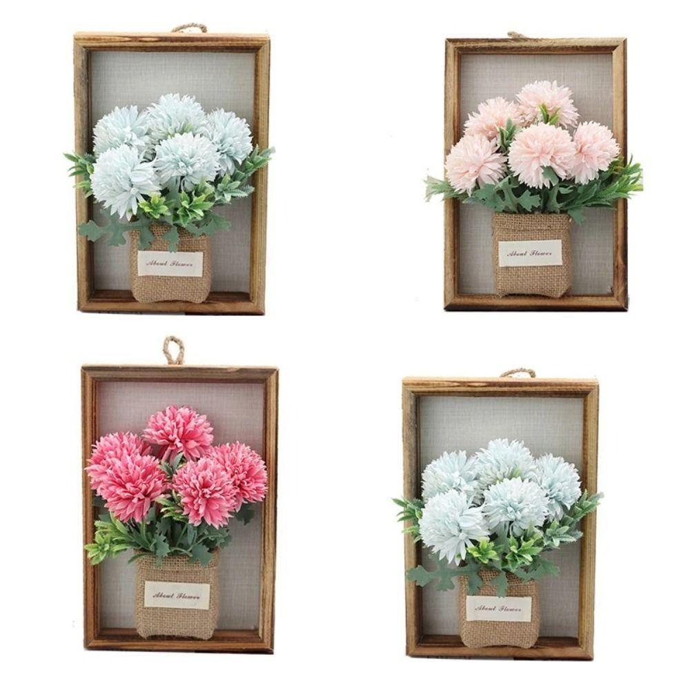 Wooden Faux Flowers Wall Decor 3D Imitation Flowers Decoration Hydrangea Wall Decor  Home