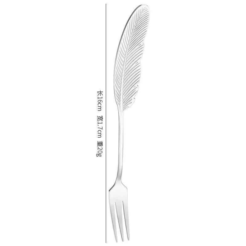 Teaspoon Creative Feather Stainless Steel Spoon for Ice Cream Colorful Dessert Spoon Accessories Tableware Decoration