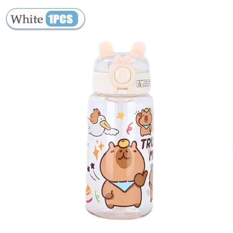 1-10PCS Capybara Cartoon 550ml Portable Large-capacity Water Bottle Sports Straw Cups Student Plastic Water Cups Water Bottle
