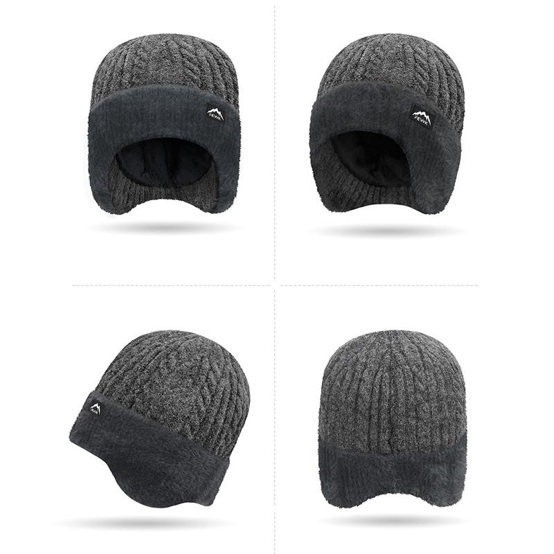 Winter Thick Wool Scarf Two-Piece Set Cold-Proof Warm Velvet Knitted Hat