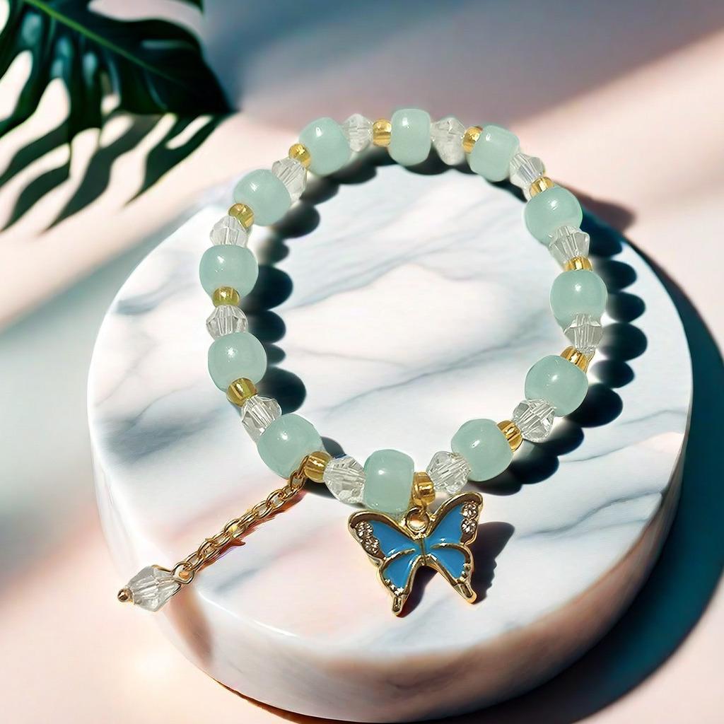 2025 Jadeite Green Jade Rabbit Bracelet: High-End Chinese Style, Year of the Snake, Elegant Women's Niche Beaded Design