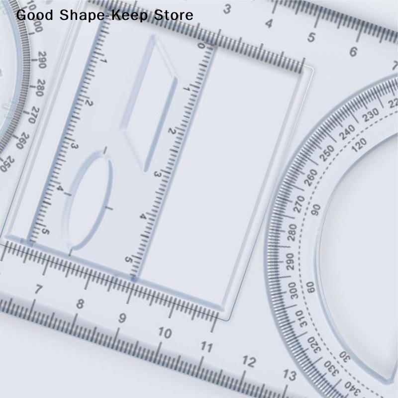 1PCS Multi Functional 360 ° Movable Geometric Drawing multi-function ruler For Primary School Mathematics Portable Transparent