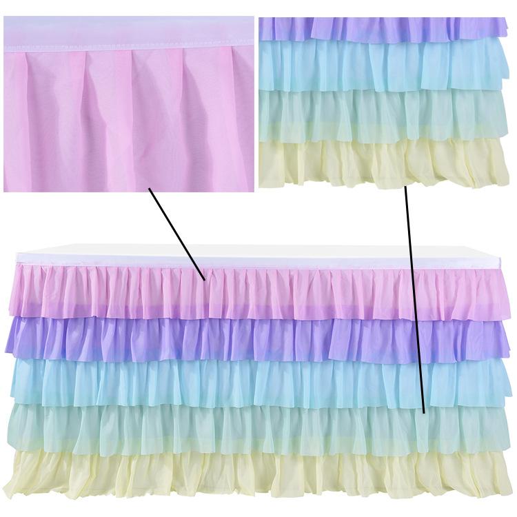Surround Deco  Mariage Chiffon Table Skirt Birthday Party Tutu Gauze Table Skirt Wedding Decoration Pleated Blocked Table