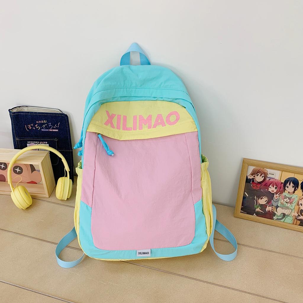 Schoolbag Korean version of large-capacity backpack, new ins style schoolbag, color matching for junior high school students, high-value travel 