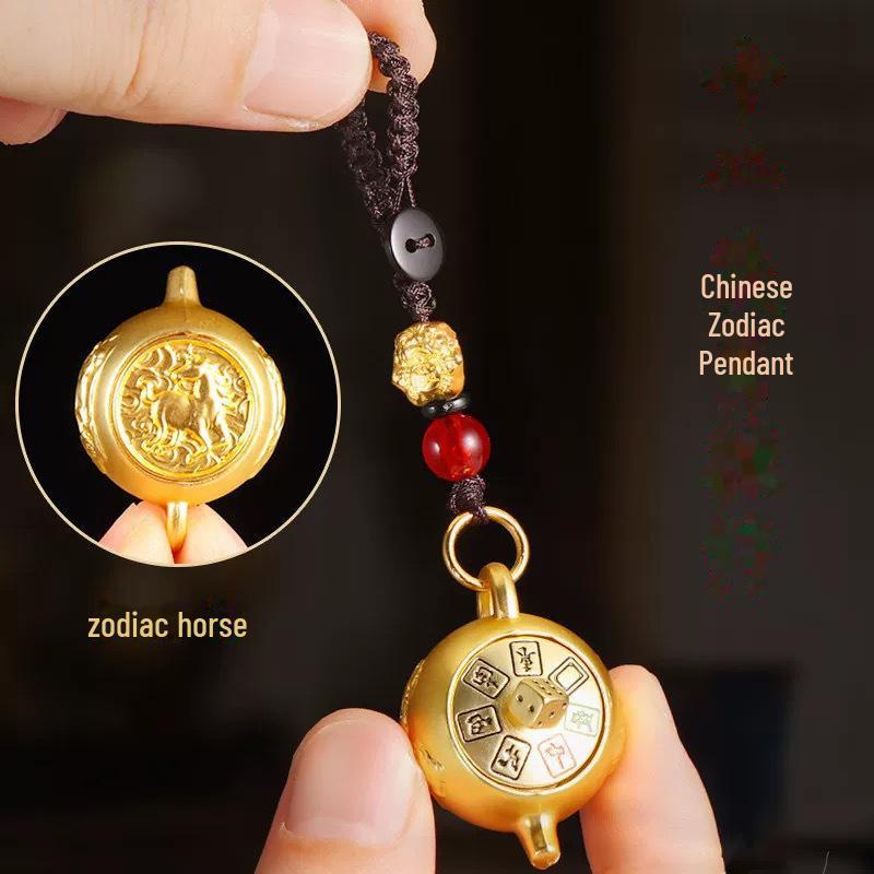 Drehendes Glück Chinesisches Tierkreiszeichen Teekanne Schlüsselanhänger Anhänger
