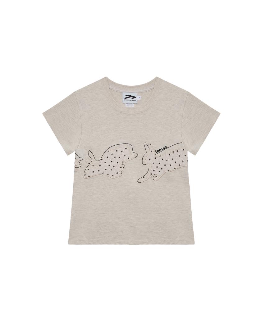 Tansanmageunesyum Rabbit Applique T-Shirt (Ivory)