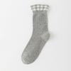 Ladies' Autumn Patchwork Checkered Lace Mid-calf Socks Are Comfortable and Versatile. Cotton Pile Socks