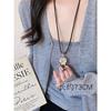 Korean Blogger Style Cute Heart Puppy Necklace, Tassel Long Sweater Chain