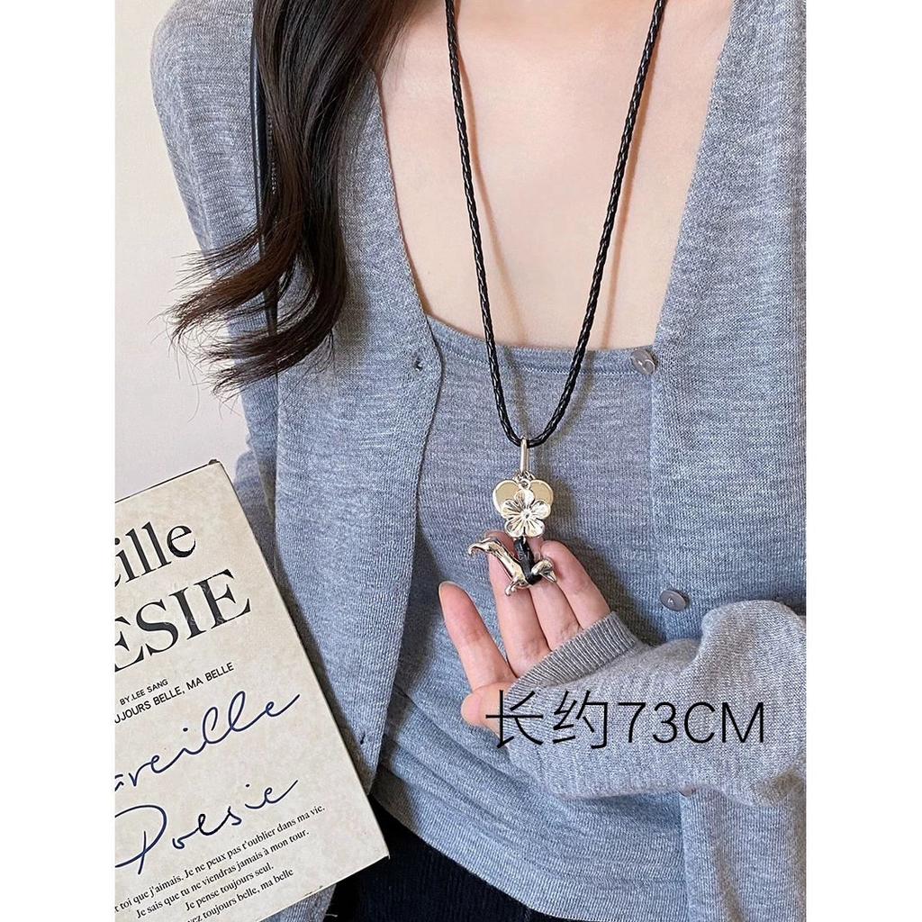 Korean Blogger Style Cute Heart Puppy Necklace, Tassel Long Sweater Chain