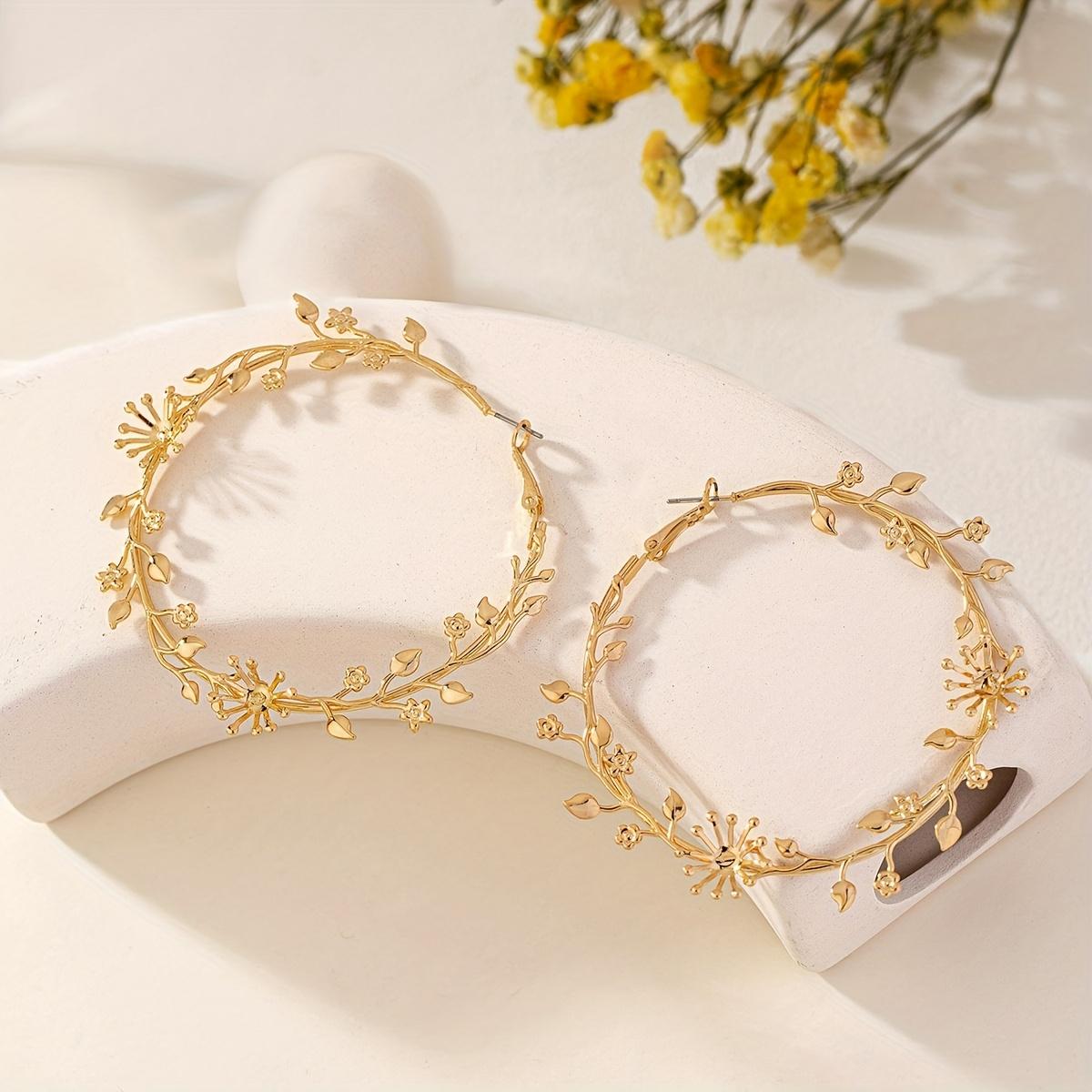 1Pair European Elegant Sweet Metal Flower Earrings Ladies Holiday Birthday Dating Party Vacation Shopping Daily Commuter Accessories