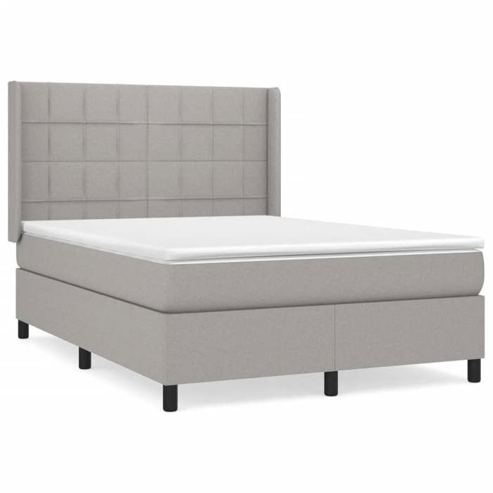 VidaXL Lit à sommier tapissier avec matelas Gris clair 140x200cm Tissu - Modèle 3131433