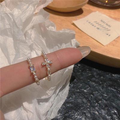 Adjustable Pearl Zircon Women's Ring – Unique, All-Match Design for Stacking and Index Finger Wear.