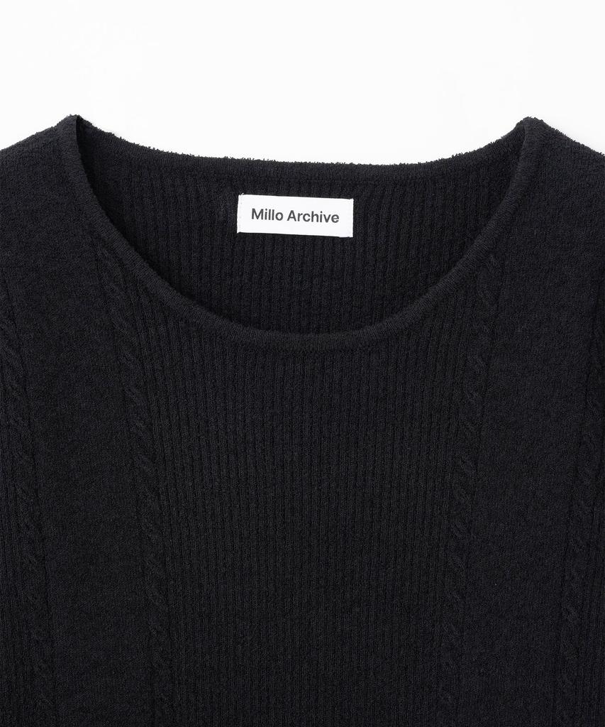 MILLO WOMEN Boucle Fringe Long Sleeve Knit [Black]