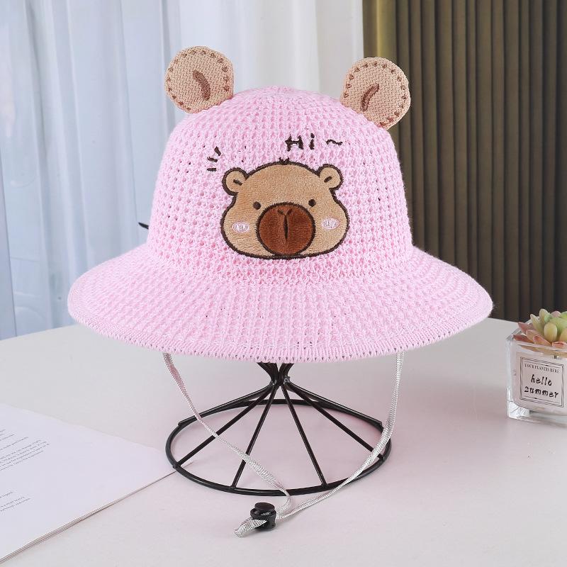 Children'S Sun Protection Hat Summer Cute Bear Ears Bucket Hat Breathable Boys And Girls Basin Hat Cartoon Sun Protection
