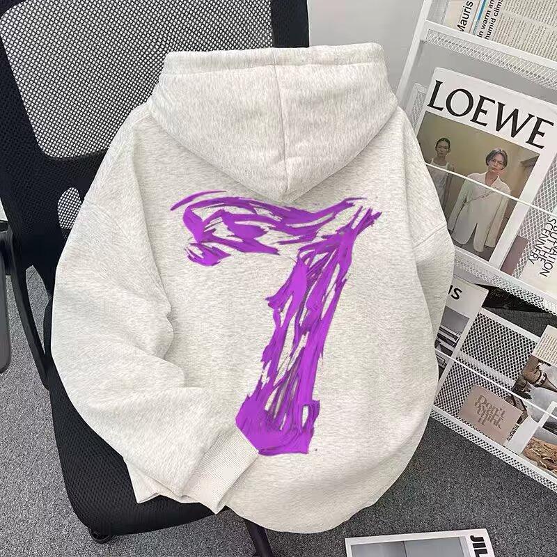 

The New Smoke Letter Casual Hooded Sweatshirt for Men in Autumn and Winter Ins Hong Kong-style Long-sleeved Is Now Available 3XL