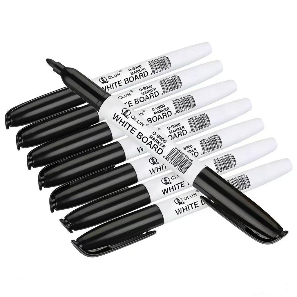 12Pcs Large Capacity Erasable Whiteboard Markers, Water-Based Ink Black Dry Erase Pens for Office School Teaching Supplies