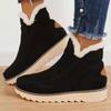 Women's Plus Size Thick-Soled Winter Ankle Boots: Warm, Solid Color, Slip-On Style