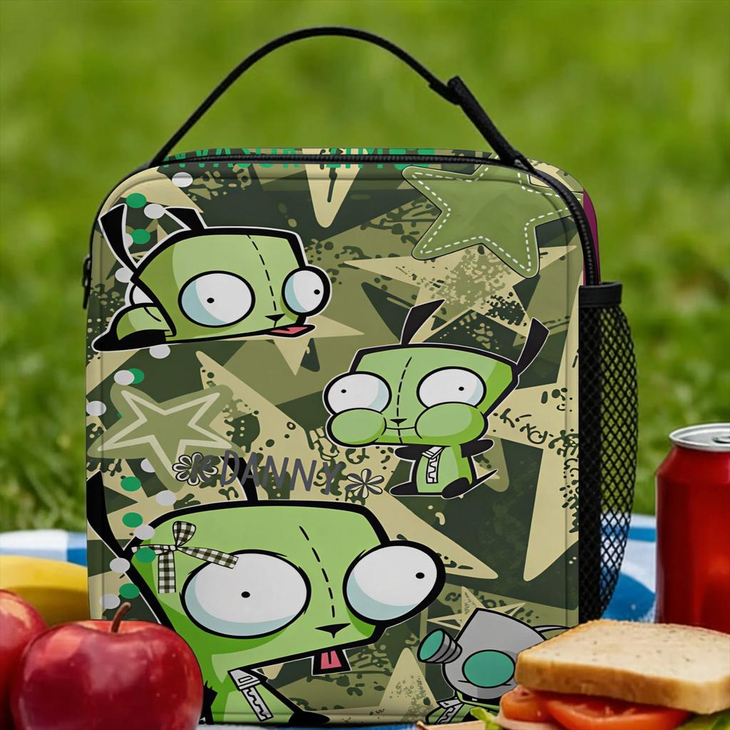 Gir Lunch Bag Invaders Zims Portable Lunch Box Child School Print Cooler Bag Fun Waterproof Thermal Lunch Bags