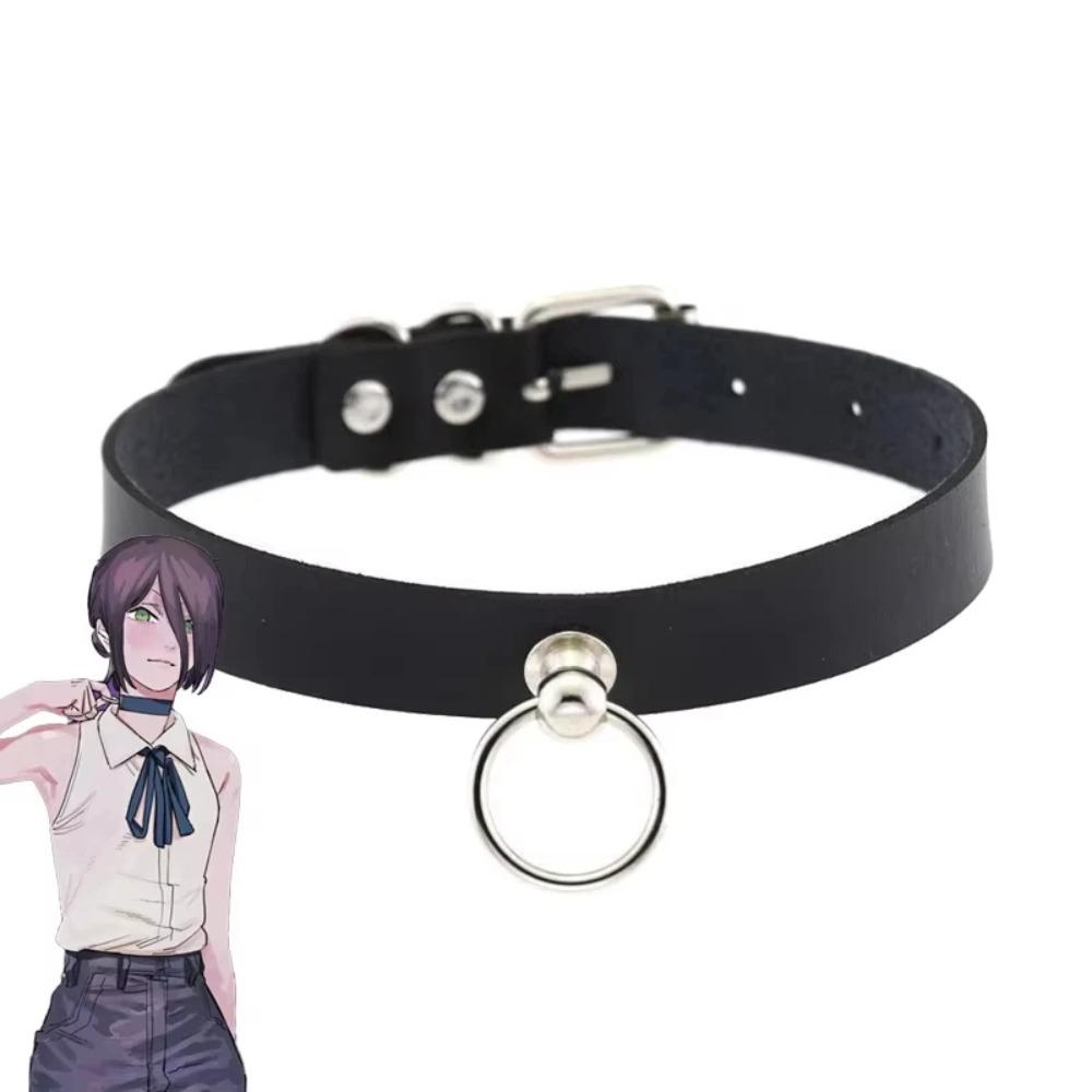 PU Necklace Punk Leather Anime Chainsaw Man Reze Cosplay Choker  Collar Pull Ring Chain Unisex Party Props