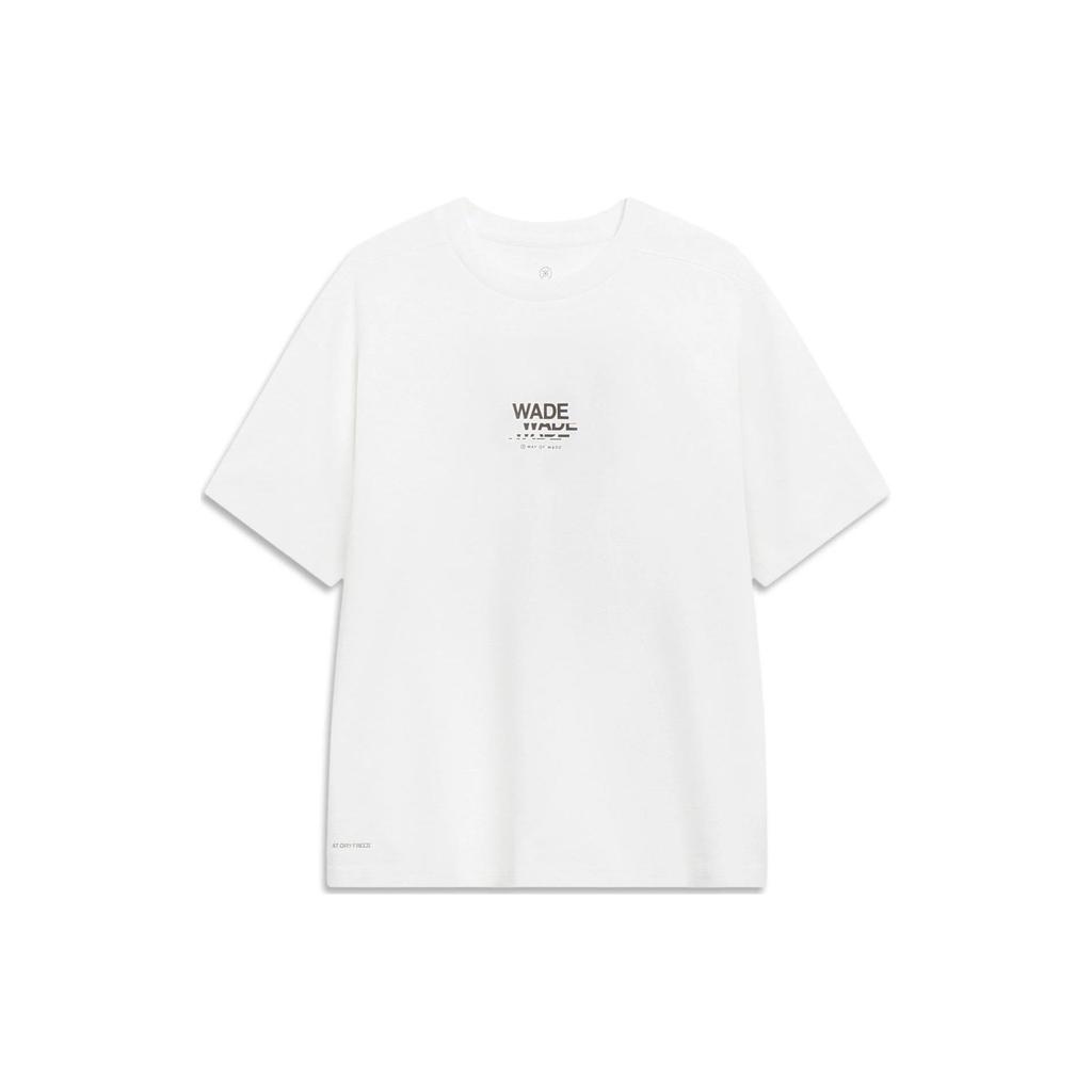 Li Ning Wade Series Letter Print Loose Fit Round Neck Short Sleeve T-Shirt Unisex Tops Standard-White AHST323-2