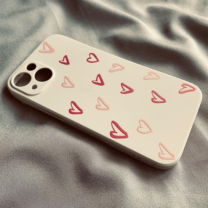 Love-themed couple case suitable for iPhone 13/14/15 Pro Max, silicone full-cover case for iPhone 11, soft case for iPhone 12/16