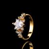 Bague Diamant Carré Incrusté Luxe Léger Tempérament Personnalité Bague de Fiançailles Bague de Queue