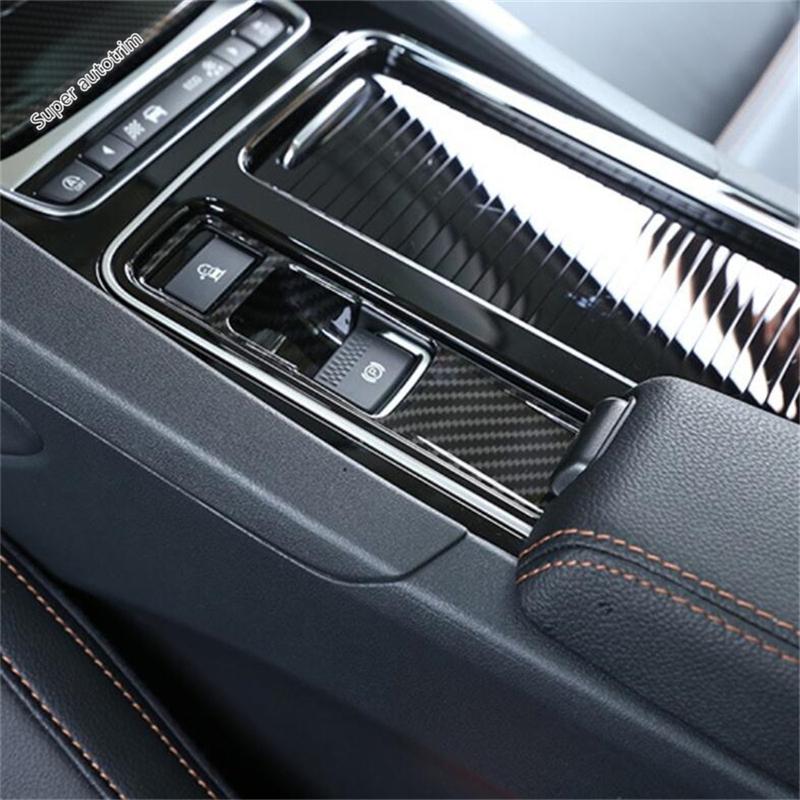 Car Electric Handbrake Parking P Stalls Button Decoration Cover Trim Fit For Jaguar XF 2016 - 2024 ABS Carbon Fiber Accessories